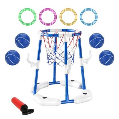 Summer Pool Basketball Hoop Toy Set With 4 Basketballs 4 Circles Floating Swimming Pool Basketball Games Poolside Water Play Toy For 3-12Years Old Kids Adults GPCT5441